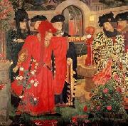 Henry Arthur Payne Plucking the Red and White Roses in the Old Temple Gardens oil painting artist